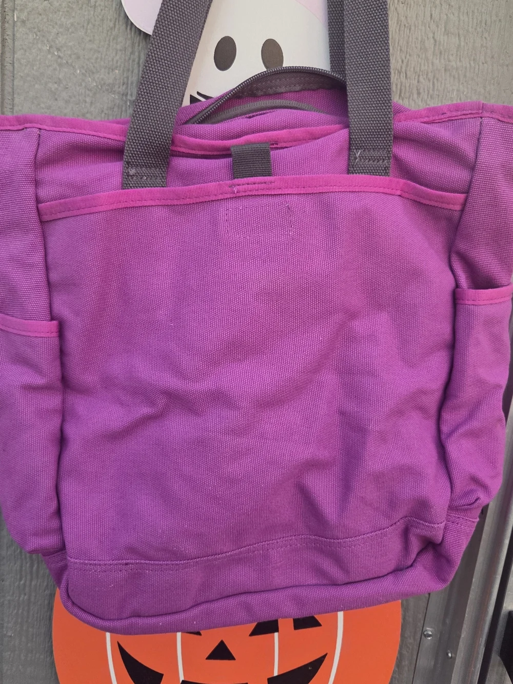 Duluth Trading Co Purple Canvas Tote with Front Zip Pocket